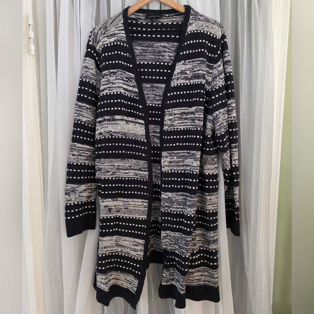 Black and White Striped Cardigan